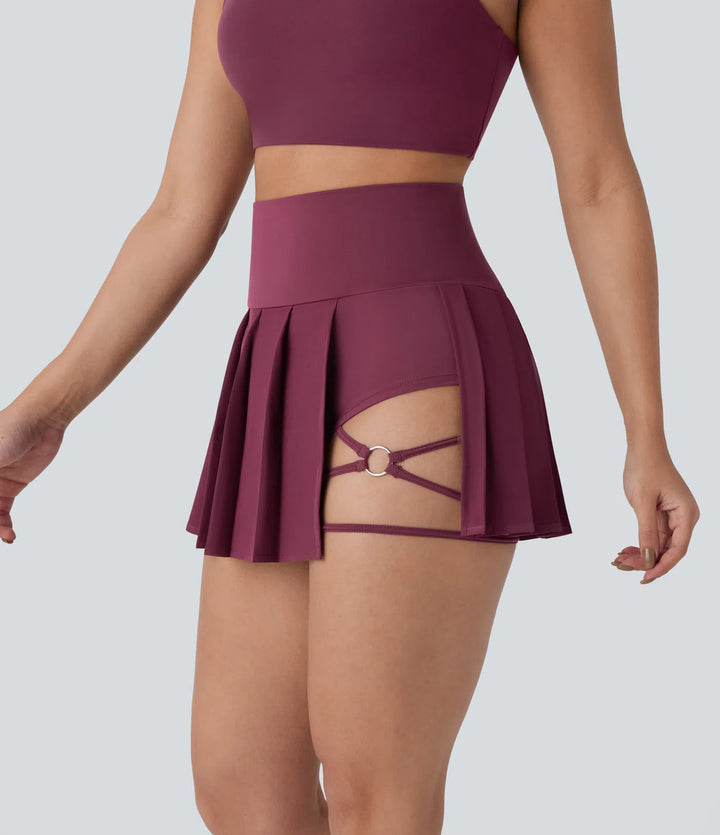High Waisted Pleated Mini Dance Skirt