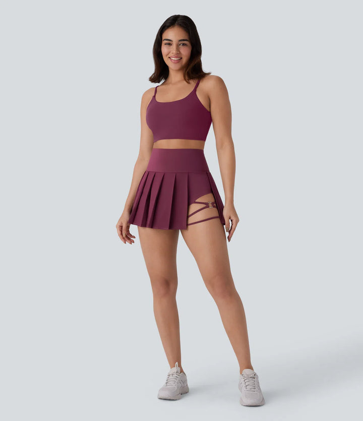 High Waisted Pleated Mini Dance Skirt
